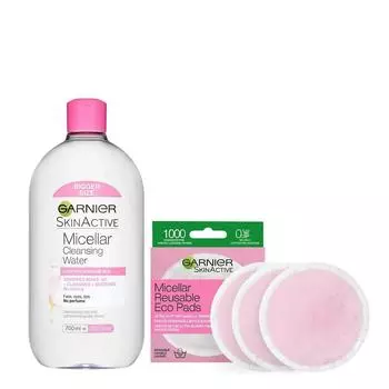 GARNIER Средство для снятия макияжа Garnier Eco и мицеллярная вода, 2 упаковки, 700 мл