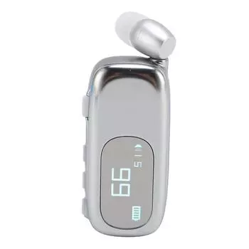 Гарнитура Bluetooth Clip-On с ЖК-цифровым дисплеем питания, эргономичная выдвижная беспроводная гарнитура для серебряный