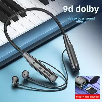 Гарнитура Bluetooth для ношения на шее с ультрадолгим сроком службы, шумоподавлением, беспроводной картой движения, которую можно вставить наполовину в ухо чёрный