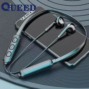 Гарнитура Bluetooth для шеи 5.0 стерео бинауральная шейная подвесная для спорта на открытом воздухе сверхдлительный режим ожидания чёрный