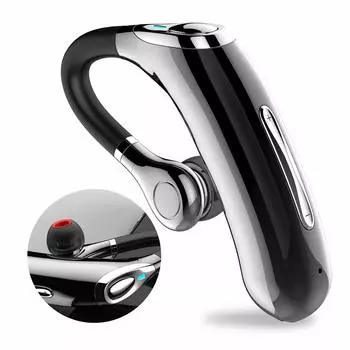 Гарнитура Bluetooth Single Ultra Long Talk HD Сильный шумоподавляющий микрофон, разработанный для шумоподавления и голосового управления V5.0 Ear, Наушники, Звонки, чёрный