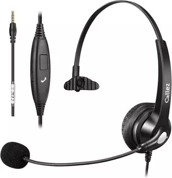 Гарнитура Callez с одним микрофоном с шумоподавлением, наушники для мобильных устройств, двойное использование для левого и правого звука, совместимые с подходящими для бизнеса