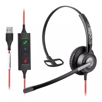 Гарнитура Callez USB с одним ухом, гарнитура для ПК с проводным двойным шумоподавлением, команды ENC, громкость вызова, отключение звука слева и справа, сверхчистые вызовы, классы использования