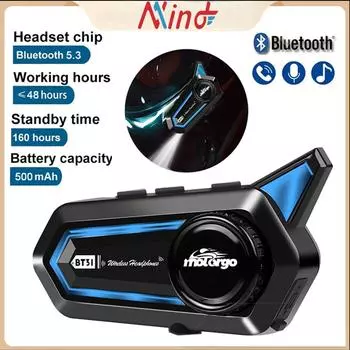 Гарнитура для мотоциклетного шлема Bluetooth 5.3 с HD-динамиком и шумоподавлением CVC, универсальная система связи для шлема с быстросъемным креплением