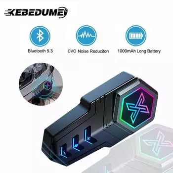 Гарнитура для мотоциклетного шлема, Bluetooth, комплект громкой связи, водонепроницаемые беспроводные наушники с шумоподавлением, 1000 мАч, с окружающим освещением