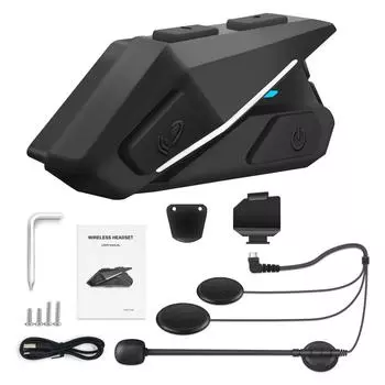 Гарнитура для мотоциклетного шлема BT5.0 Водонепроницаемые наушники с шумоподавлением Поддержка громкой связи чёрный