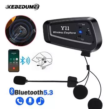 Гарнитура для мотоциклетного шлема KEBIDUMEI Bluetooth 5.3, беспроводной комплект громкой связи, водонепроницаемый MP3-плеер, динамик, наушники