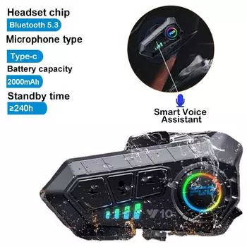 Гарнитура для шлема мотоцикла Bluetooth 5.3, водонепроницаемость IPX6, звонки без помощи рук и воспроизведение музыки, универсальная совместимость со шлемом Y10 Soft MIC чёрный
