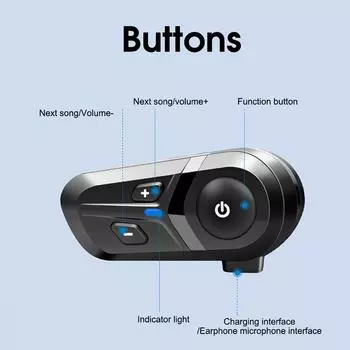 Гарнитура для шлема мотоцикла BT5.3 Беспроводные наушники для шлема Громкая связь с микрофоном Наушники для внутренней связи Водонепроницаемые для шлема