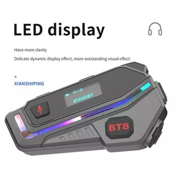 Гарнитура для шлема мотоцикла для 2-6 мотоциклистов Bluetooth наушники для внутренней связи мотоциклетный коммуникатор интерфон водонепроницаемый BT5.1 чёрный