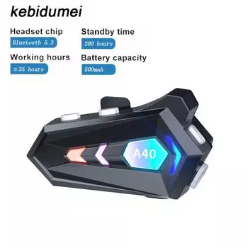 Гарнитура для шлема мотоцикла Kebedui Bluetooth BT5.3, беспроводные водонепроницаемые наушники для мотоцикла, музыкальный плеер