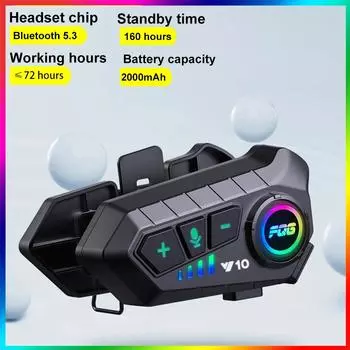 Гарнитура для шлема мотоцикла Y10 Bluetooth 5.3 с голосовым управлением, беспроводная гарнитура для разговора на мотоцикле, водонепроницаемая