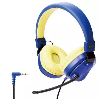 Гарнитура ELECOM для низкой громкости, складная, 4 с вращающимся микрофоном, темно-синяя и желтая, для детей, спецификация, [3,5 мм соединение, стойки] дужка, уши,