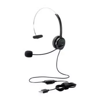 Гарнитура ELECOM USB накладная проводная одно ухо 30 мм драйвер черный HS-HP29UBK