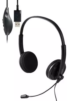 Гарнитура ELECOM USB с шумоподавлением, однонаправленные, легкие, проводные наушники с микрофоном, длительная веб-конференция, удаленная работа с PlayStation, черные