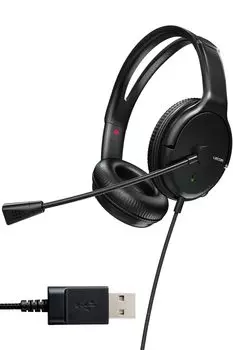 Гарнитура ELECOM USB с шумоподавлением, однонаправленные проводные наушники с микрофоном, веб-конференция, телеработа с PlayStation, черный [совместимый коммутатор,