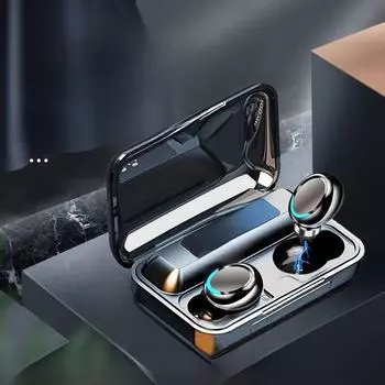 Гарнитура F9 Smiley Face TWS Bluetooth — модель M10, длительное время работы от батареи и высокая мощность L15 Boxed чёрный/серебряный