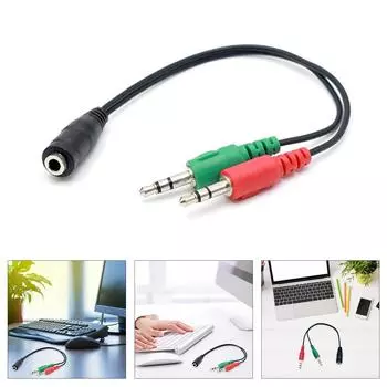 Гарнитура Микрофон Разветвитель Кабель для ПК 3,5 мм Наушники Звуковой Адаптер Конвертер 3,5 мм Гнездо в Двойной 3,5 мм Штекер