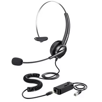 Гарнитура PChero для стационарного телефона с одним ухом, шумоподавлением, отключением микрофона, проводные наушники RJ9 для колл-центра, совместимые с Hitachi, Oki, Avaya