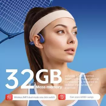 Гарнитура POLVCDG с костной проводимостью IPX8 32 ГБ Bluetooth 5.3 беспроводная гарнитура с микрофоном водонепроницаемая для плавания 2025 г. Новинка