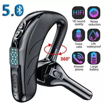 Гарнитура с одним ухом и микрофоном, Bluetooth 5,1, водонепроницаемые наушники с шумоподавлением, беспроводные наушники с длительным временем ожидания, громкая связь
