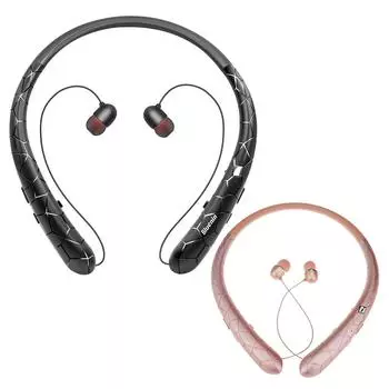 Гарнитура с шейным ободом и шумоподавлением, совместимая с Bluetooth5.0 для iPhone Samsung LG чёрный