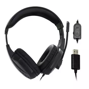 Гарнитура USB подключение микрофон для звонков управление гарнитура для ПК онлайн контроллер веб-конференция удаленная работа работа из дома бизнес голосовой чат ПК проводная чёрный