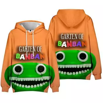 Garten of Banban Аниме Толстовка с капюшоном Tie Dye Толстовка Уличная одежда с принтом в виде мультфильма Толстовка с капюшоном Для мужчин Для женщин Спортивные пуловеры для косплея XS