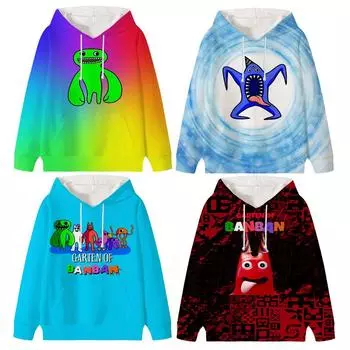 Garten Of BanBan Мультфильм Принт Длинные рукава Весна Осень Повседневная толстовка с капюшоном 2-13 лет Мальчики Девочки Повседневные наряды Топы Детская одежда 100 белый