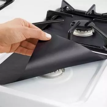 Gas Stove Cleaning Protection Pad Easy To Clean Washable Black Silver Kitchen Tools Thickened Gas Stove Protection Mat