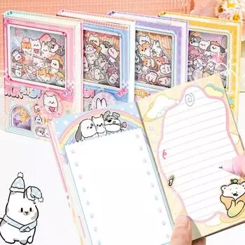 Гашапон Махинес Мультфильм Блокнот Встряхивание Квадратный Письменный Блокнот Декомпрессия Маленький Блокнот Дневник фиолетовый