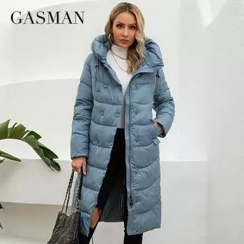 GASMAN 2022, длинный пуховик, зимний пуховик, женское толстое пальто, женская парка с капюшоном, теплая женская брендовая хлопковая одежда, зимняя 81312