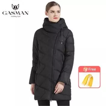 GASMAN 2022 модная женская парка с капюшоном, зимняя брендовая пуховая куртка, женское зимнее толстое пальто, женские куртки и пальто 18806 S чёрный