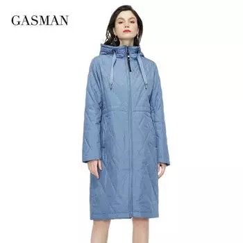 GASMAN 2022 Новая весенне-осенняя куртка женский плащ длинная парка теплые женские куртки модная повседневная женская верхняя одежда 81876 S синий