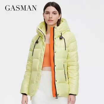 GASMAN 2022, женские зимние пуховики, короткие модные повседневные женские пальто с индивидуальным галстуком, водонепроницаемая парка с капюшоном 2191 L чёрный