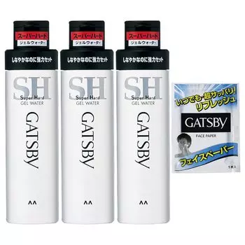 GATSBY Gel Water Super Hard Styling Agent Hair Gel Citrus Scent Set 200ml x 3 Bottles Sample включены Mens +