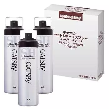 GATSBY Set & Keep Spray Супертвердый мужской стайлинг-лак для волос, один предмет 180 г (x 3)