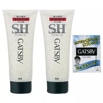 GATSBY Styling Gel Super Hard Styling Agent Hair Gel Quick Drying Strong Set Lasting Citrus Scent Set 200g x 2 Sample Facial Cleansing Men s + (1