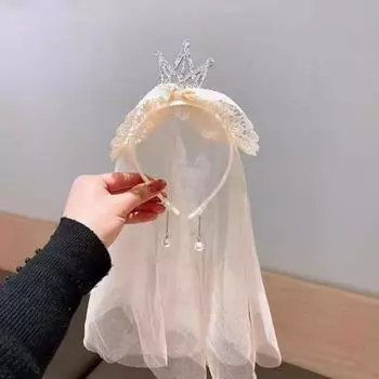 Gauze Birthday Hairband Crown Girls Hair Hoop Simple Happy Birthday Headband Children