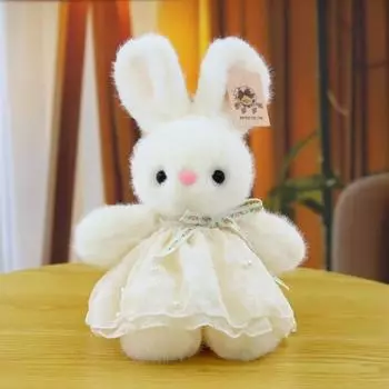 Gauze Rabbit Pearl Skirt Plush Doll With Butterfly Bow Animal Toy Birthday Gift