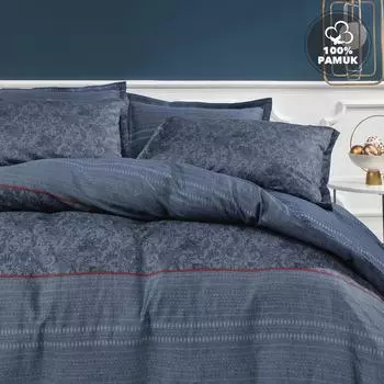 Gavin Double Satin Duvet Cover Set - Темно-синий