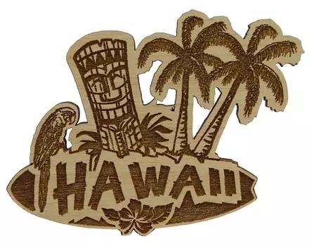 Гавайи гравированный магнит на холодильник сувенир подарок 4 x 3 Inches коричневый