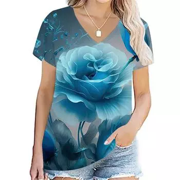Гавайи Пейзаж Пляж Уличная одежда 3D Принт Женская футболка с коротким рукавом Летняя повседневная свободная персонализированная О-образная воротниковая женская одежда 5XL