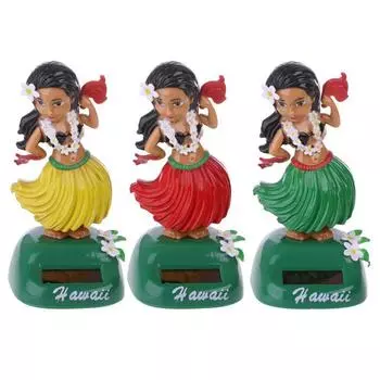 Гавайская девушка Хула качает головой, украшения для игрушечного автомобиля, украшение на приборной панели автомобиля на солнечной энергии зелёный