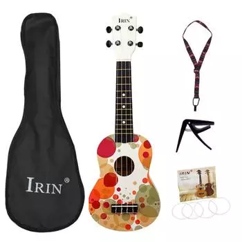 Гавайская гитара из липы, деревянная гавайская гитара для начинающих, гавайская гитара сопрано, стартовая детская гитара, гавайская гитара, 21 дюйм Color bubble pattern