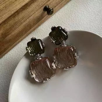 [Гавайская мечта] Средневековые винтажные цветные глазурованные длинные серьги Ретро-премиум-серьги