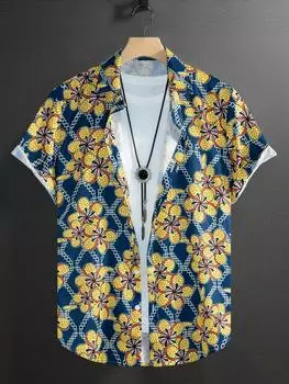 Гавайская мужская летняя дизайнерская рубашка 3D принт пляжного отдыха гавайская рубашка с коротким рукавом цветочная модная винтажная S