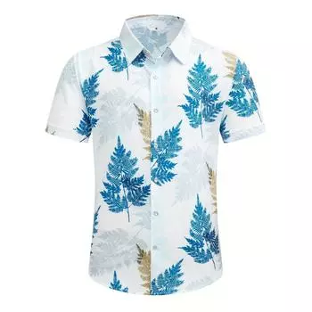 Гавайская мужская рубашка унисекс для лета, пляжа, повседневная, с короткими рукавами, на пуговицах S