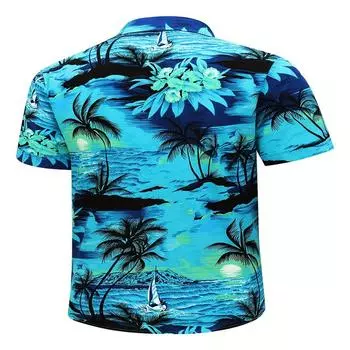 Гавайская мужская рубашка унисекс летняя пляжная повседневная одежда для отпуска с короткими рукавами с принтом в тропическом романтическом стиле с растительным принтом S