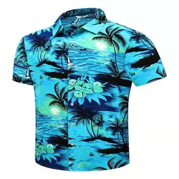 Гавайская мужская рубашка унисекс летняя пляжная повседневная одежда для отпуска с короткими рукавами с принтом в тропическом романтическом стиле с растительным принтом S